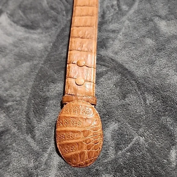 Dos De Oro Brown Crocodile Embossed Belt - Picture 4 of 8